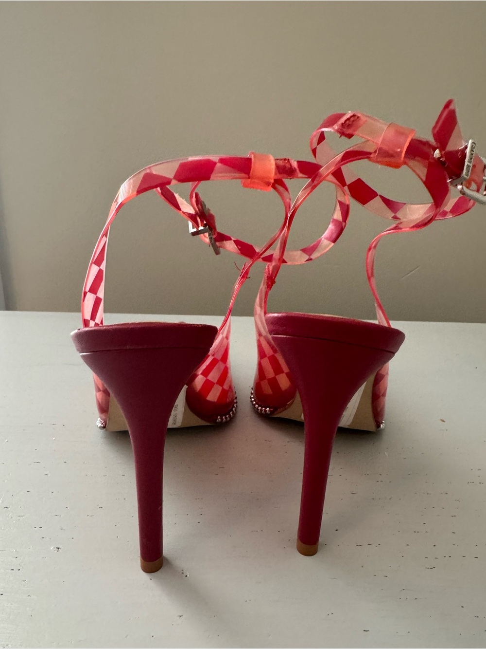Gianni nini Red Patterned Ankle-Strap Heels - Picture 6 of 8